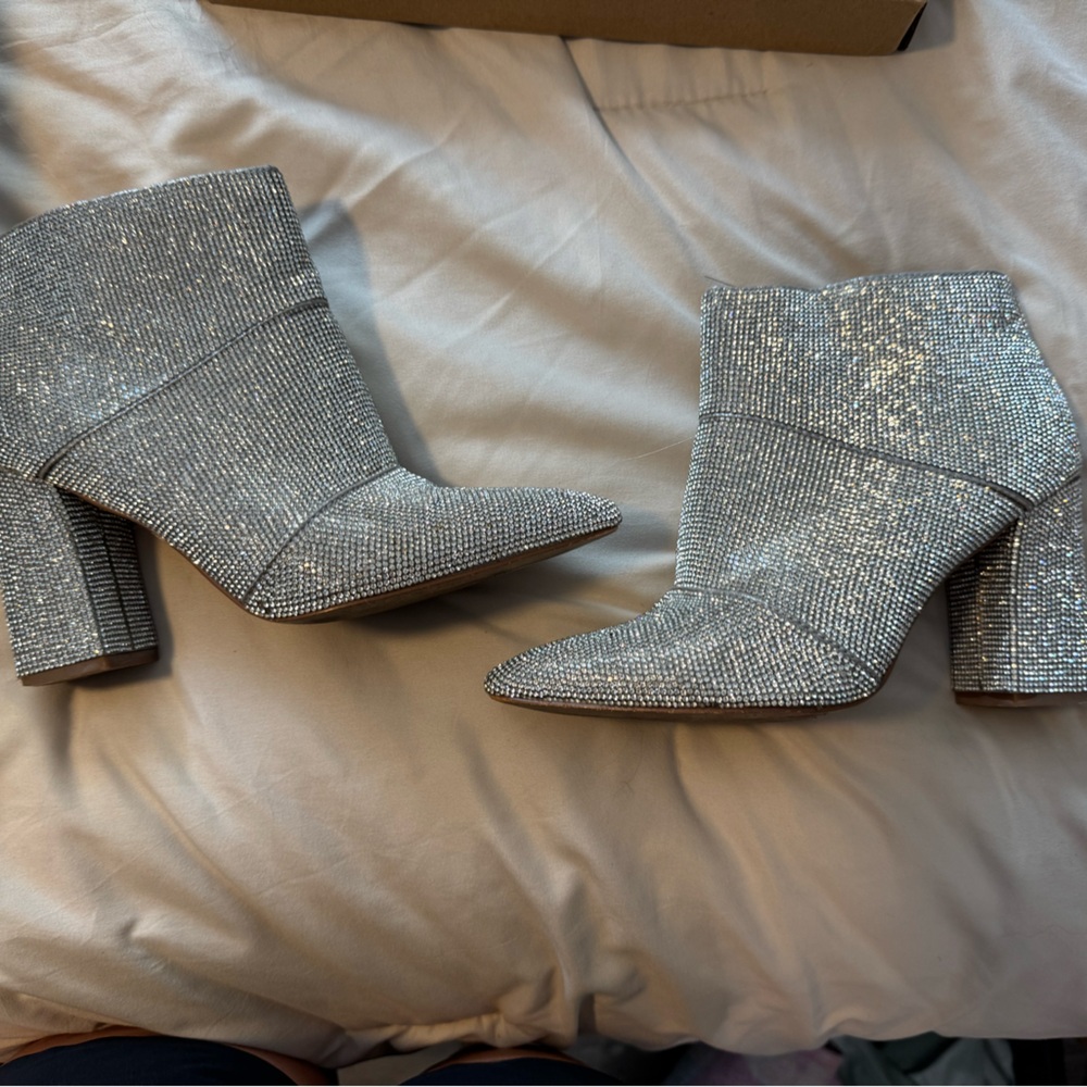 Steve Madden Silver Glitter Ankle Booties